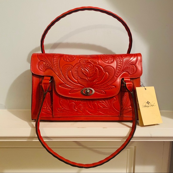 Patricia Nash Handbags - Patricia Nash Sanabria Tooled Rose Orange Satchel